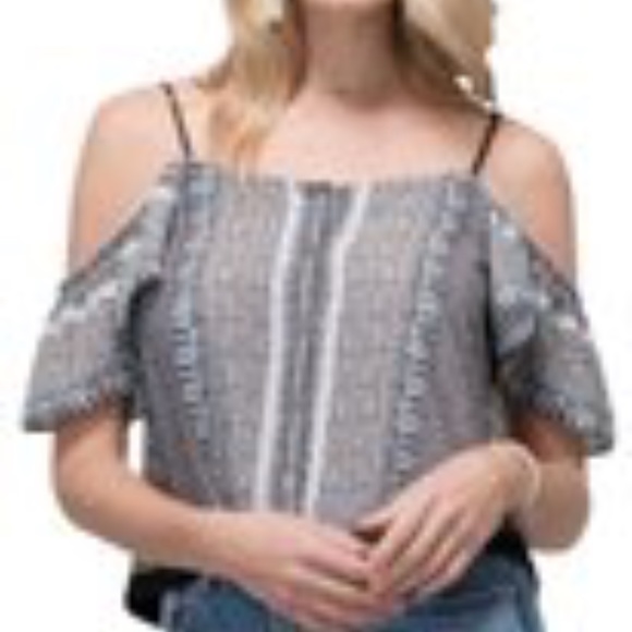 MXED DOT BLACK BLUE COLD SHOULDER SLEEVE MEDIUM - Picture 14 of 15